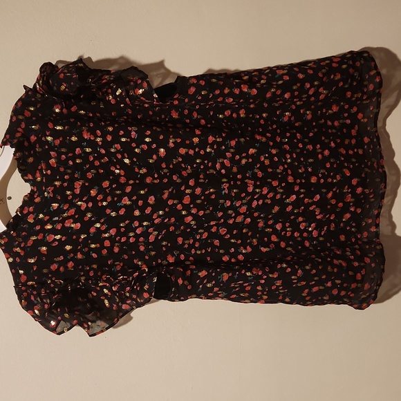 ❤ J CREW RUFFLE SLEEVE STRAWBERRY PRINT TOP / BLOUSE, MEDIUM - Picture 5 of 8